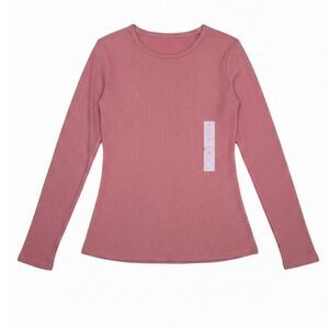 OLD NAVY RIBBED CASUAL LONG SLEEVE FITTED CREW NECK TOP IN DUSTY ROSE SZ.LARGE